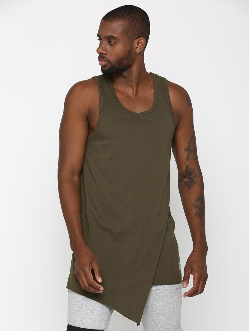 olive cotton blend vest - 16112236 - Zoom Image - 1