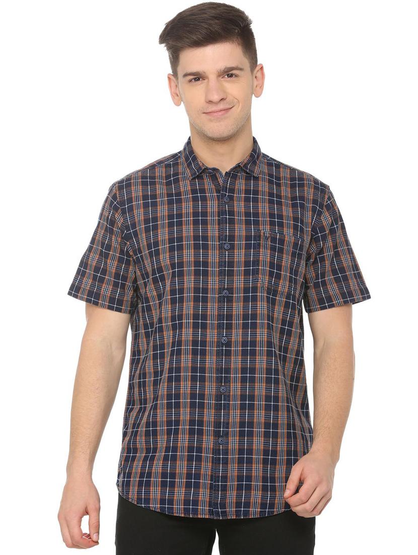 blue checkered casual shirt - 16112260 - Zoom Image - 1