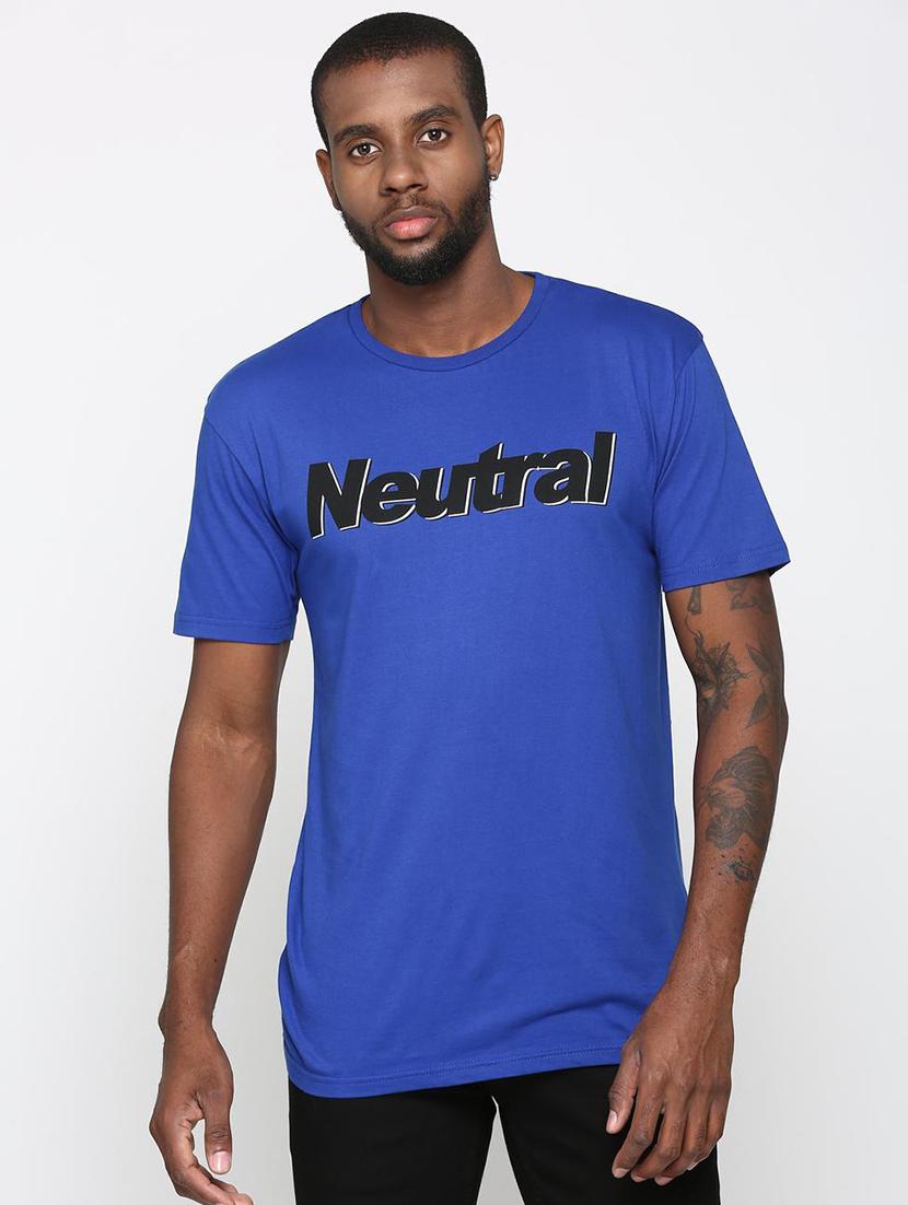 blue typographic chest print t-shirt - 16112317 - Zoom Image - 1