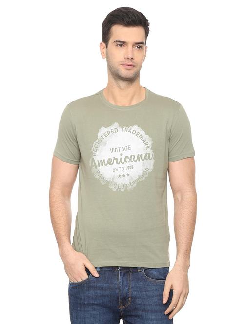 green typographic chest print t-shirt - 16112325 - Standard Image - 1