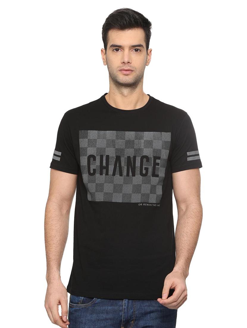 black chest print t-shirt - 16112328 - Zoom Image - 1