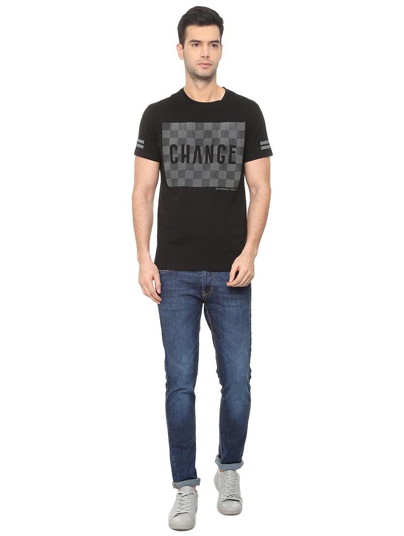 black chest print t-shirt - 16112328 - Zoom Image - 3