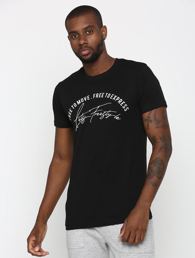 black typographic chest print t-shirt - 16112358 - Zoom Image - 1
