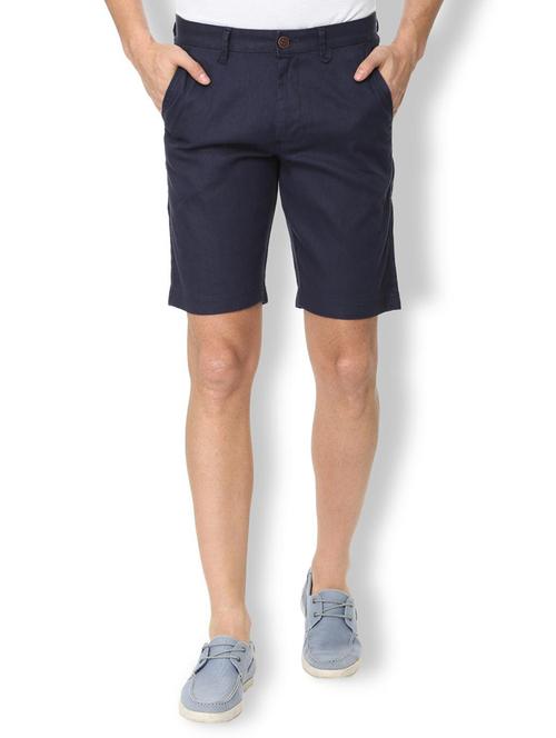 navy blue cotton blend shorts - 16112392 - Standard Image - 1