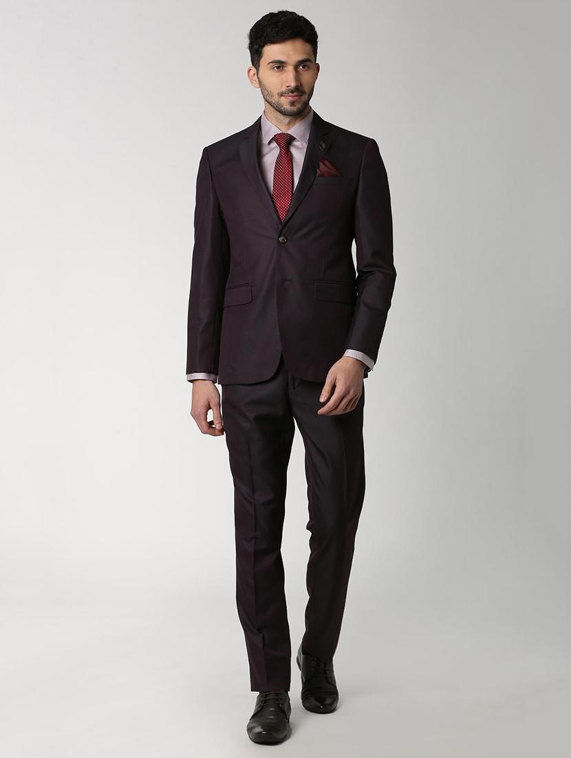 purple solid single breasted suit - 16112413 - Zoom Image - 1