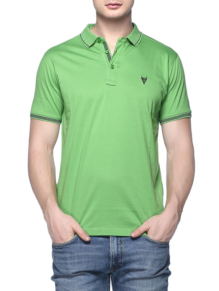 green solid polo t-shirt - 16112788 - Zoom Image - 1