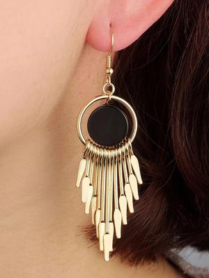 gold metal drop earring - 16112842 - Standard Image - 4