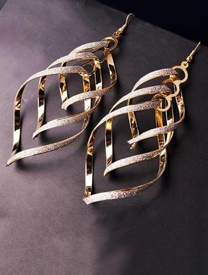 gold metal drop earring - 16112847 - Standard Image - 2