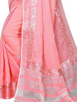 pink gota patti saree with blouse - 16112943 - Standard Image - 4
