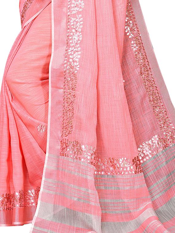 pink gota patti saree with blouse - 16112943 - Zoom Image - 4