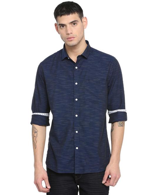 blue printed casual shirt - 16113629 - Standard Image - 1