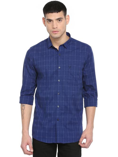 blue checkered casual shirt - 16113639 - Standard Image - 1