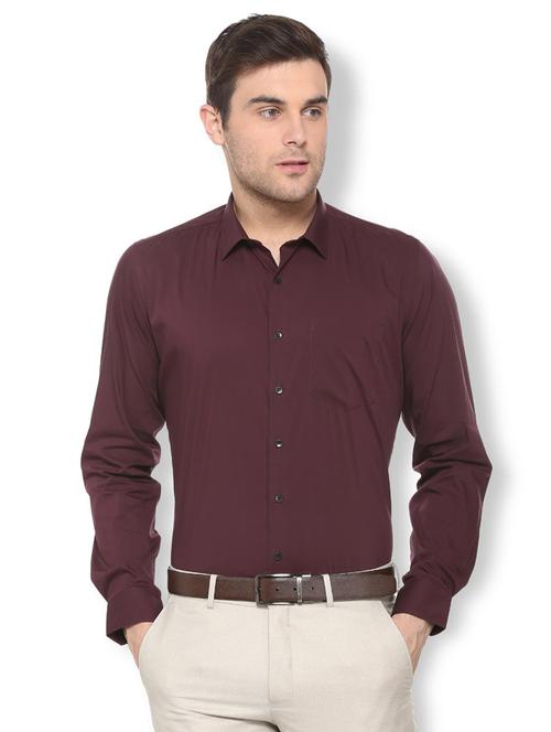 maroon solid formal shirt - 16113662 - Standard Image - 1