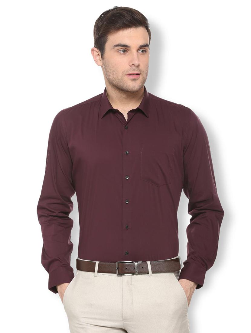 maroon solid formal shirt - 16113662 - Zoom Image - 1