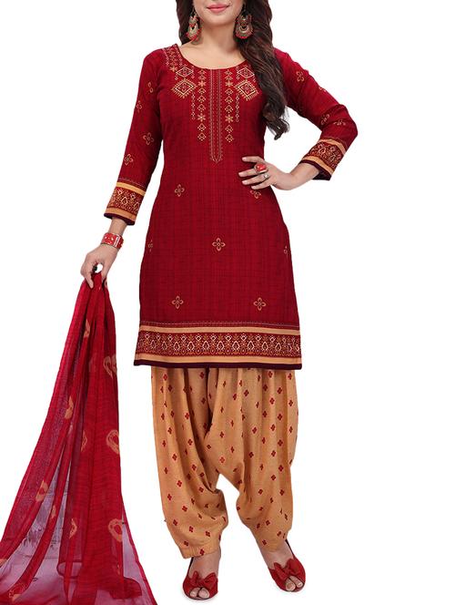 floral printed unstitched patiyala suit - 16113753 - Standard Image - 1