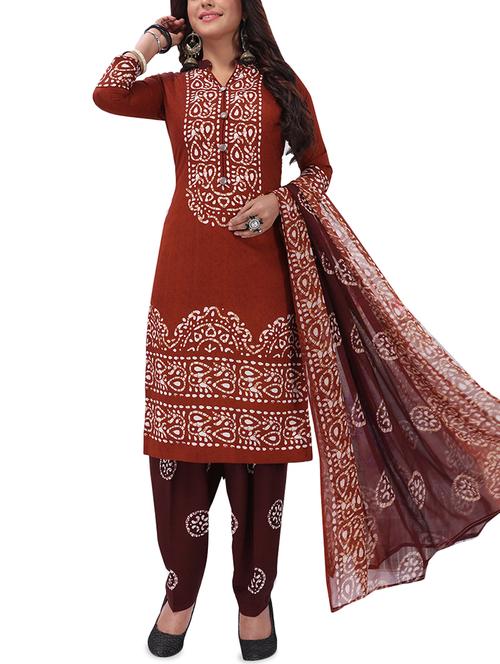 batik printed unstitched salwar suit - 16113881 - Standard Image - 1