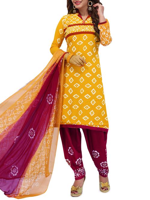 batik printed unstitched salwar suit - 16113882 - Standard Image - 1