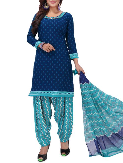 chevron printed unstitched patiyala suit - 16113893 - Standard Image - 1