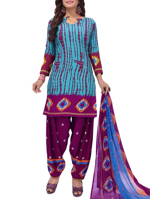 shibori printed unstitched patiyala suit - 16113896 - Standard Image - 1