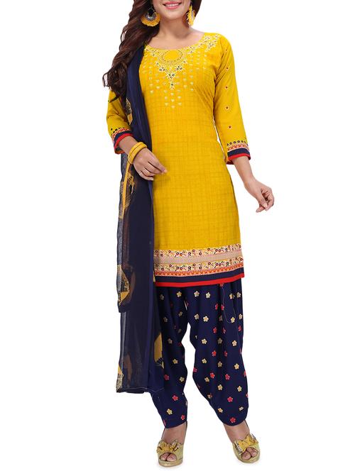 floral printed unstitched patiyala suit - 16113897 - Standard Image - 1