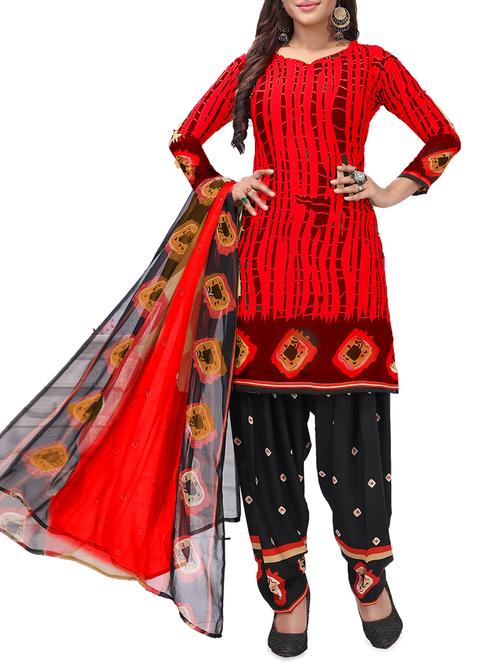 shibori printed unstitched patiyala suit - 16113899 - Standard Image - 1