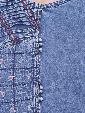 pintucks denim straight kurta - 16113961 - Standard Image - 4