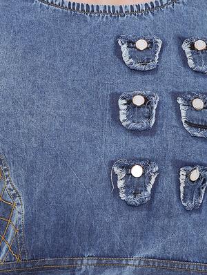 frayed detail embellished denim dress - 16113966 - Standard Image - 5