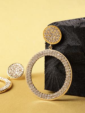 gold zinc drop earring - 16114185 - Standard Image - 3
