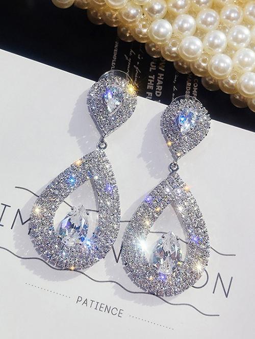 silver zinc drop earring - 16114186 - Standard Image - 1