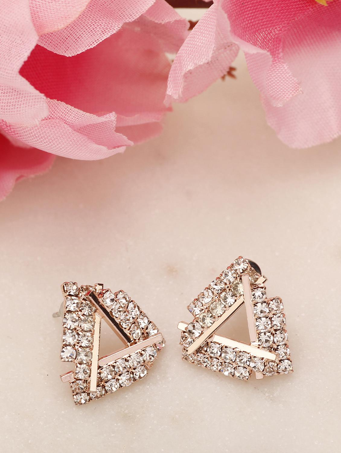 gold zinc studs earring - 16114197 - Zoom Image - 1