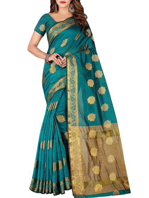 floral zari motif banarasi saree with blouse - 16114453 - Standard Image - 1