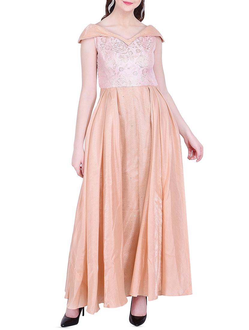 pleat detail floral embossed gown - 16114522 - Zoom Image - 1
