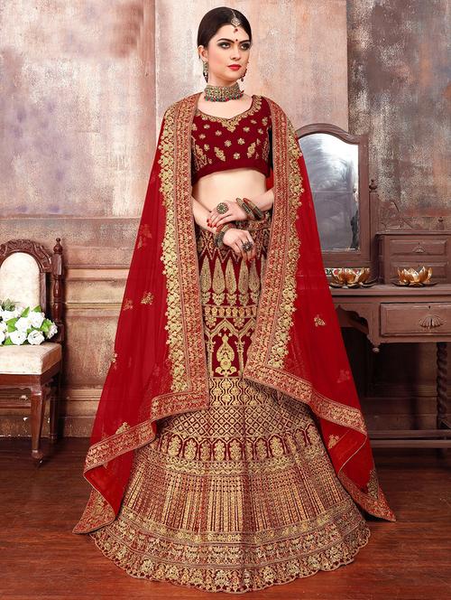 Embroidered a-line lehenga - 16114534 - Very Small Image - 1