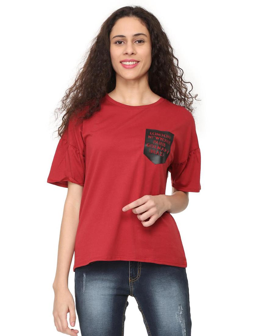leather patch dropped shoulder tee - 16114652 - Zoom Image - 1