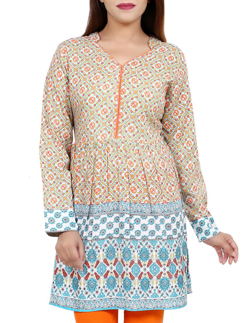 geometrical printed a-line kurti - 16114738 - Zoom Image - 1
