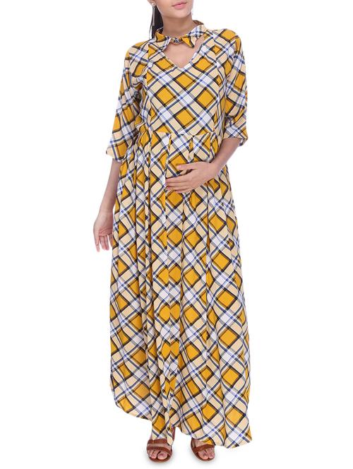 checkered maternity wear dress - 16114820 - Standard Image - 1