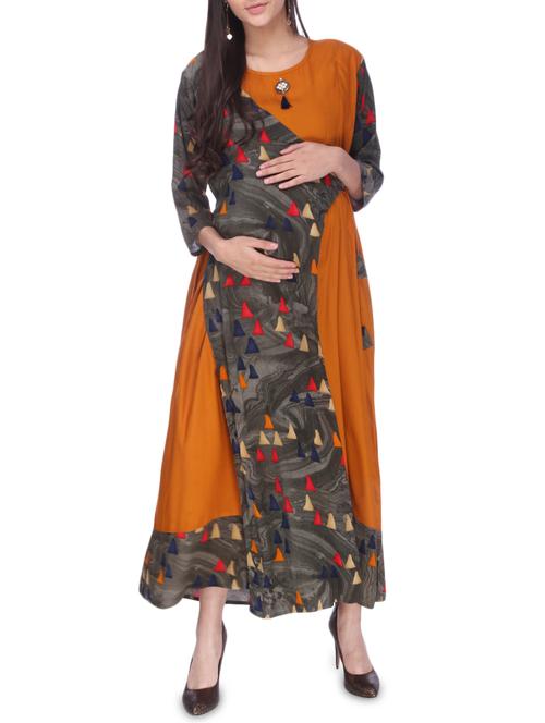 tie knot color block maternity wear dress - 16114832 - Standard Image - 1