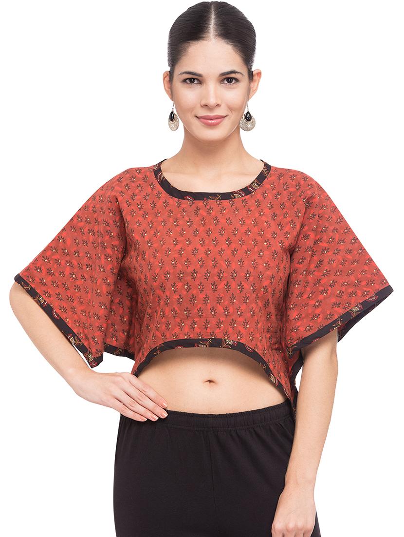 red foil printed poncho blouse - 16114941 - Zoom Image - 1