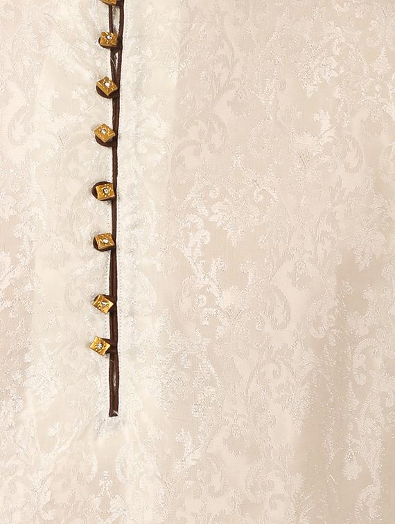 beige silk blend dhoti kurta set - 16114977 - Zoom Image - 3