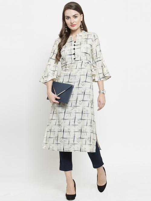 offwhite cotton straight kurta - 16119618 - Standard Image - 1