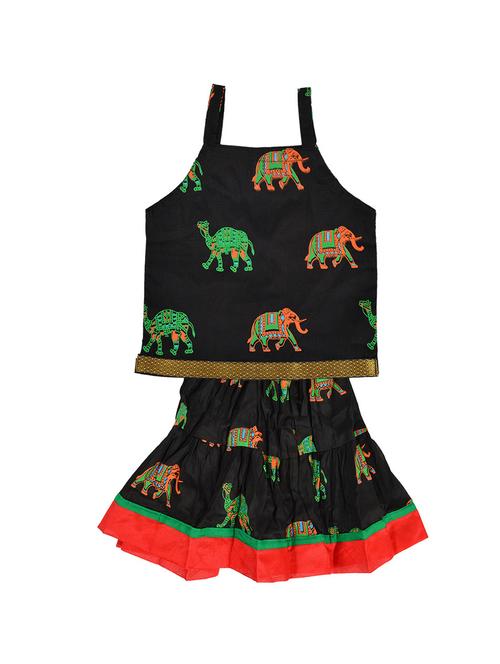 black cotton lehnga choli - 16119624 - Standard Image - 1