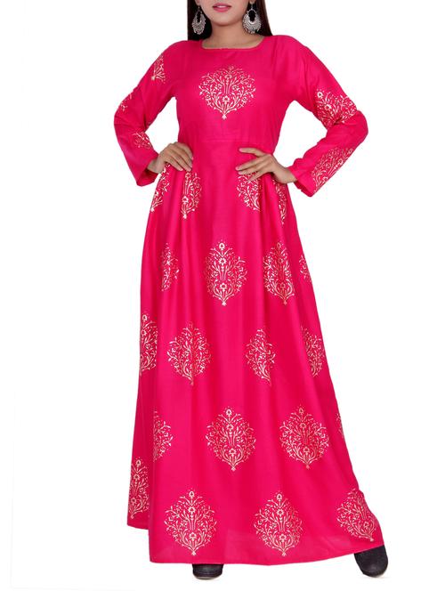 foil print flared kurta - 16119715 - Standard Image - 1