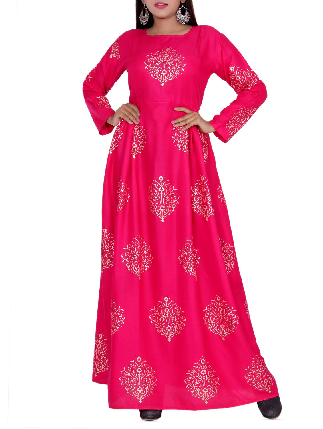foil print flared kurta - 16119715 - Zoom Image - 1