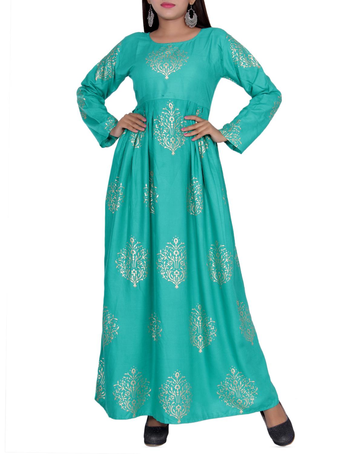 foil print flared kurta - 16119716 - Zoom Image - 1