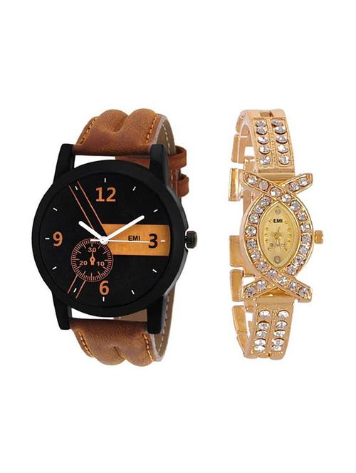set of 2 analog couple watch combo - 16120041 - Very Small Image - 1