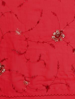 maroon floral embroidered saree with blouse - 16120155 - Standard Image - 4