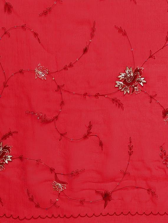 maroon floral embroidered saree with blouse - 16120155 - Zoom Image - 4