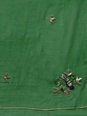 bottle green gota patti saree with blouse - 16120157 - Standard Image - 4