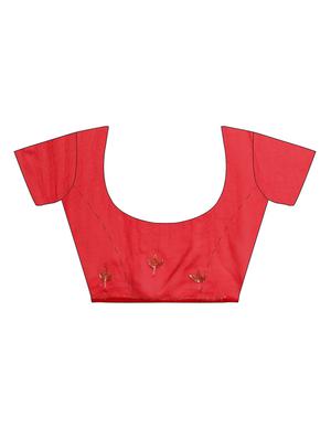 red gota patti saree with blouse - 16120158 - Standard Image - 3