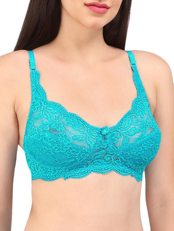 floral laced bow patch bra - 16120395 - Zoom Image - 1